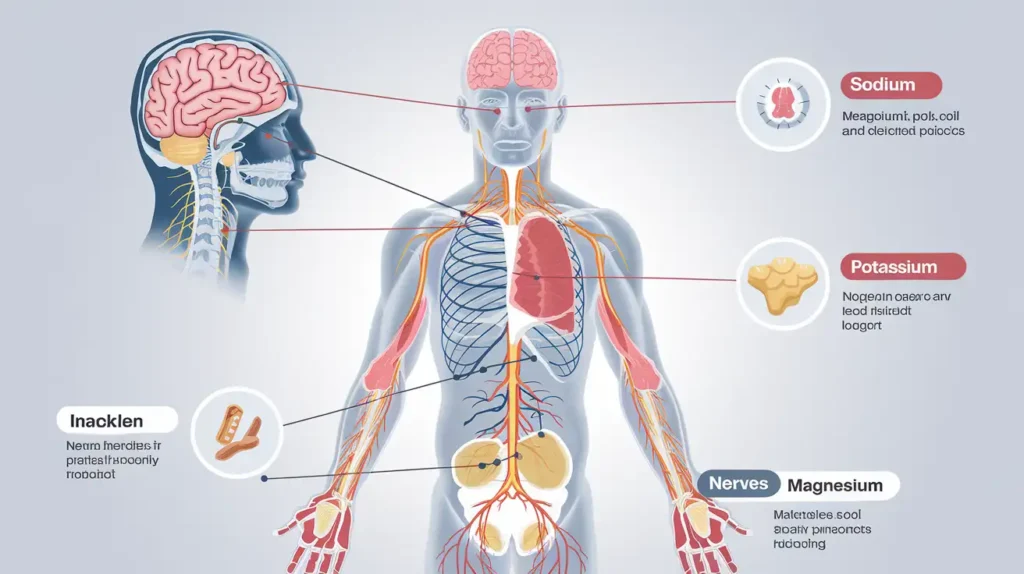 Diagram showing the role of electrolytes in the human body during fasting.
