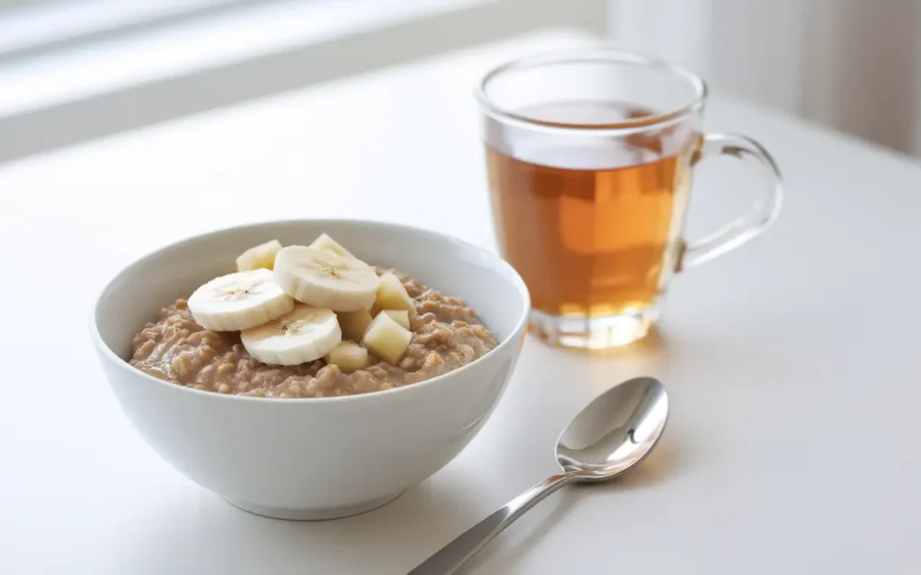 esophagitis diet menu breakfast with soothing oatmeal and fruit