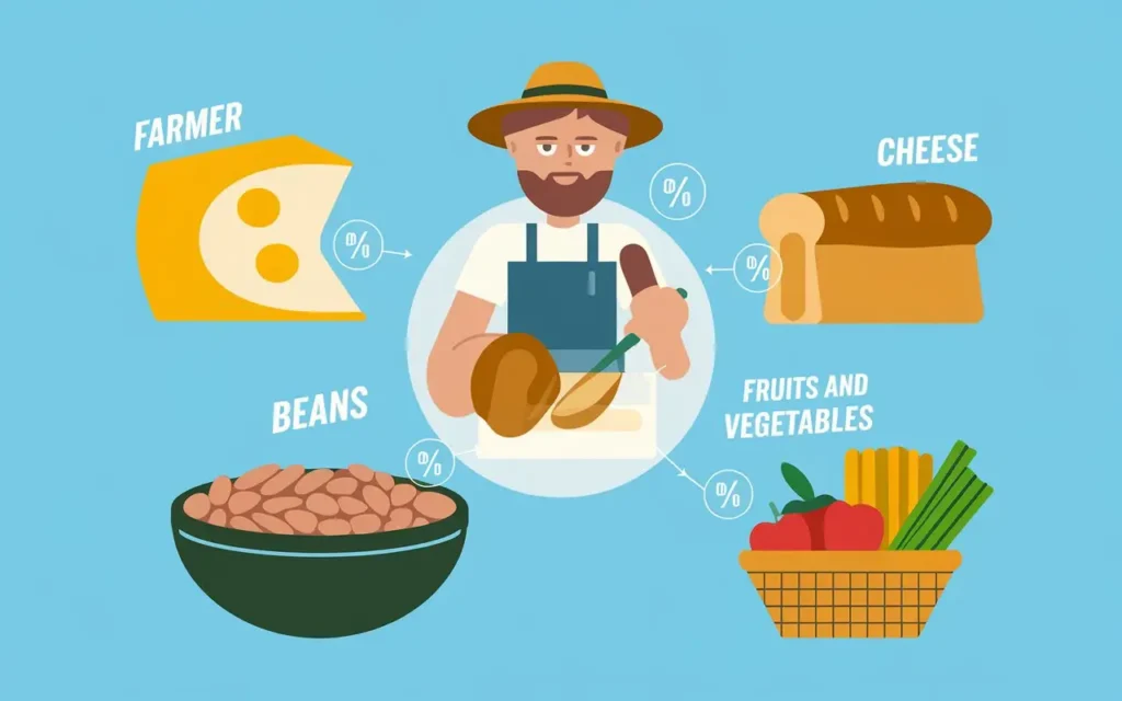 Illustration of nutritional components of farmers diet