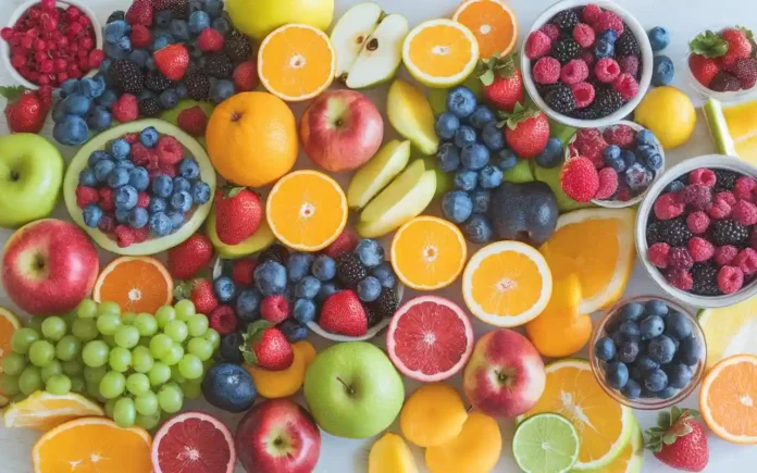 Fresh fruits arranged on a table representing the fruit fasting diet