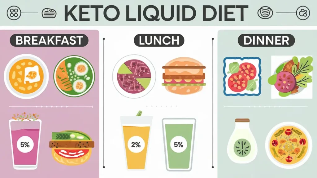 Keto liquid diet meal plan layout