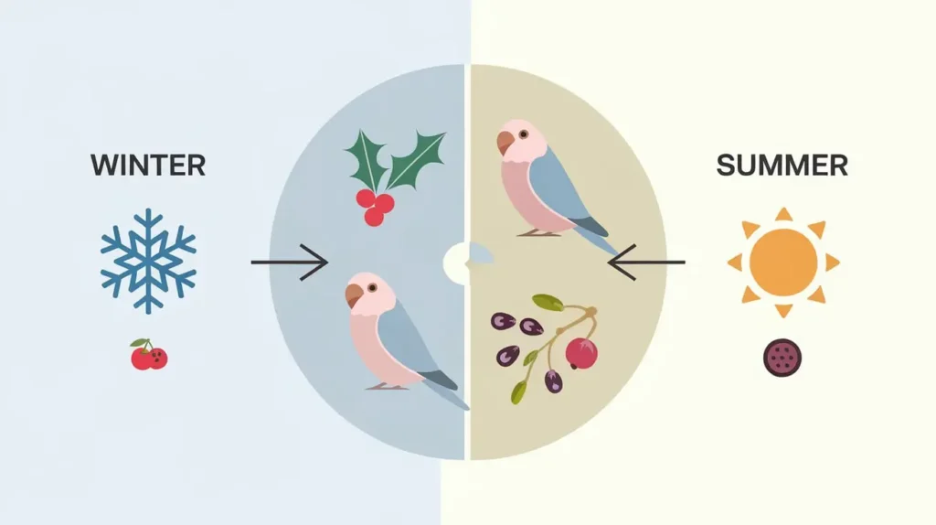 A seasonal guide for adjusting the lovebird diet.
