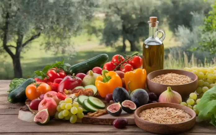 Mediterranean diet for menopause healthy meal display