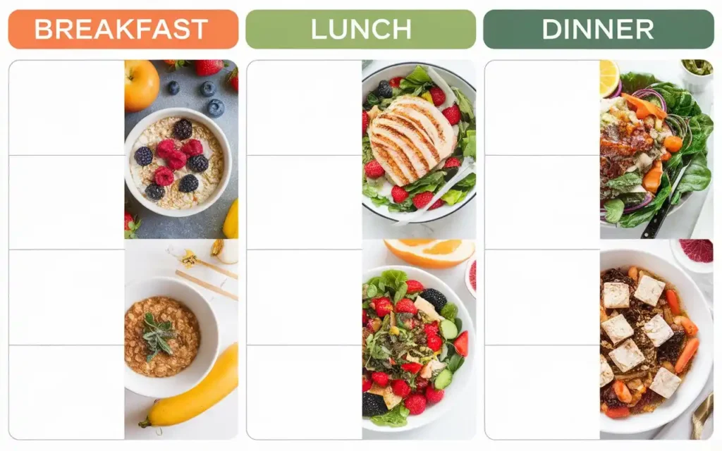 Meal planning layout for the metabolic health diet