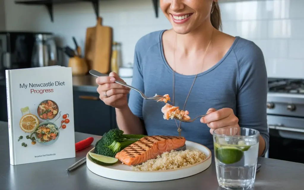 A fit and happy individual enjoying a balanced Newcastle Diet meal