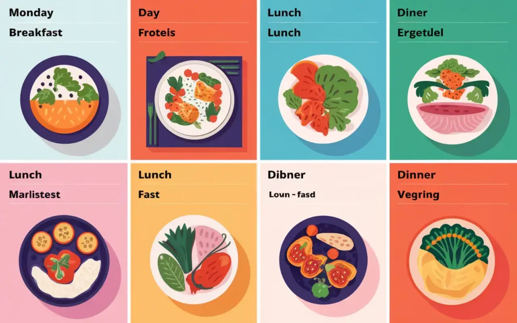 Weekly meal plan layout for the paleolithic ketogenic diet