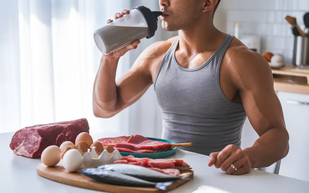 Active individual enjoying a morning drink to represent protein shakes on carnivore diet