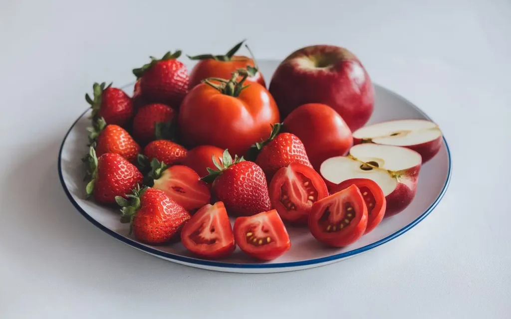 Introduction to Red Diet with colorful fruits