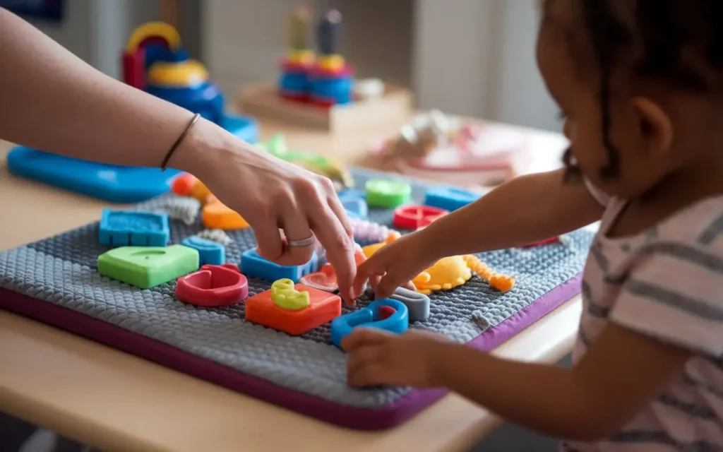 Occupational therapist guiding a sensory diet for autism session