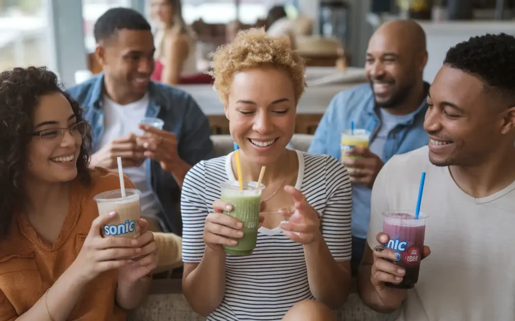 Happy consumers enjoying sonic diet drinks