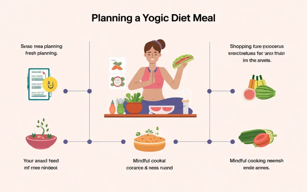 Step-by-step guide visual for implementing a yogic diet